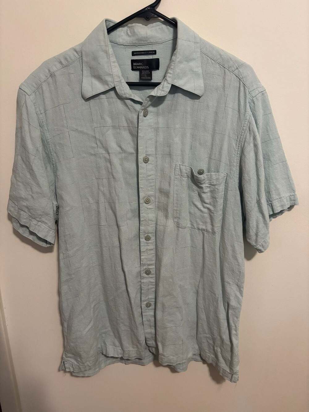 Marc Edwards Men's Short Sleeve Linen-Blend Button-Down Shirt